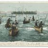Indians Fishing in Rapids, Sault Ste. Marie, Mich.