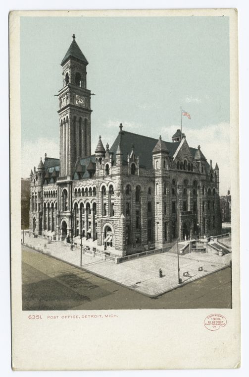 Post Office, Detroit, Mich. NYPL Digital Collections