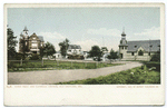 Town Hall and Catholic Church, Old Orchard, Me.