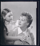 Publicity photo of Kimetha Laurie and Nancy Kelly in the stage production The Bad Seed (touring cast)