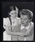 Publicity photo of Kimetha Laurie and Nancy Kelly in the stage production The Bad Seed (touring cast)