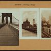 Bridges - Brooklyn Bridge - [Pedestrian walk - Federal Courts Building; Municipal Building; Woolworth Building.]