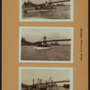 Bridges - Williamsburg Bridge [spans the East River, beginning at Delancey Street in Manhattan and terminating in Williamsburg, Brooklyn - View of the Bridge, showing Tugboat El Chico; Oil barge Sunoco 3; Yacht North Star; Dredge barge.]