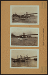 Bridges - Williamsburg Bridge [spans the East River, beginning at Delancey Street in Manhattan and terminating in Williamsburg, Brooklyn - View of the Bridge, showing Tugboat El Chico; Oil barge Sunoco 3; Yacht North Star; Dredge barge.]