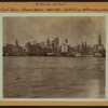 East River - Shore and skyline of lower Manhattan - South Ferry - Williamsburg Bridge.