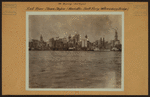 East River - Shore and skyline of lower Manhattan - South Ferry - Williamsburg Bridge.