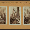 East River - shore and skyline ; South ferry ; Williamsburg bridge.