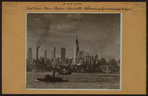 East River - Shore and skyline of Manhattan between East 35th and 42nd Streets - Williamsburg and Queensborough Bridges.