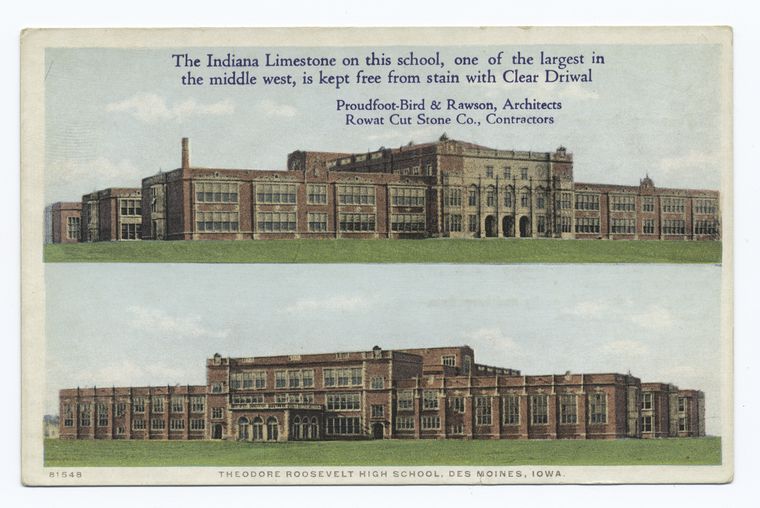 Theodore Roosevelt High School, Des Moines, Iowa, The Indiana Limestone
