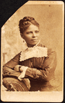 Half--length portrait of unidentified woman wearing wide lace collar.