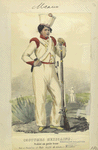 Costumes mexicains. Soldat en petit tenue. Veste et pantalons de toile. Coeffe de Schakos en Mousseline.