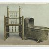 Elder Brewster's Chair; Cradle of Peregrine White, The First Pilgrim Baby, Pilgrim Hall, Plymouth, Mass.