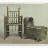 Elder Brewster's Chair; Cradle of Peregrine White, The First Pilgrim Baby, Pilgrim Hall, Plymouth, Mass.