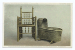 Elder Brewster's Chair; Cradle of Peregrine White, The First Pilgrim Baby, Pilgrim Hall, Plymouth, Mass.