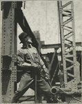 Worker pulling on a rope