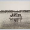 Men in uniform on a raft