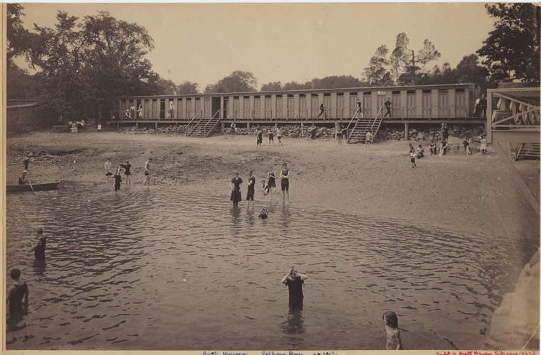 Bath houses, Pelham Bay, ca. 1903.