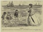 Children playing in ocean while governess watches, Coney Island