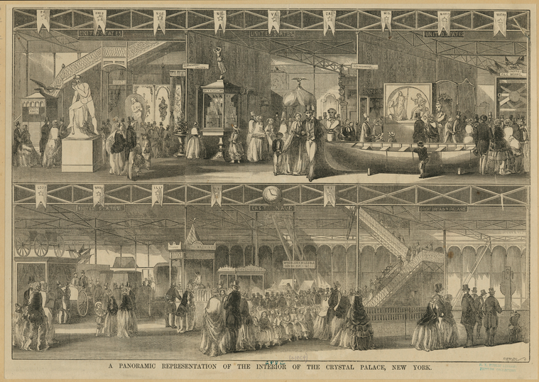 A Panoramic Representation Of The Interior Of The Crystal Palace New York Nypl Digital Collections