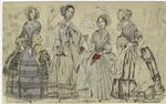 Women gathering outdoors, United States, 1843