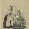 Woman in green plaid dress and woman in shawl, France, 1844