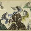 Women modeling hats, United States, 1850s