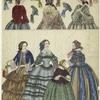 Women and girl in bonnets and bows, United States, 1850s