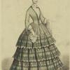 Woman in a striped dress, England, 1850s
