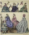 Women, a girl and bonnets, England, 1859
