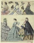 Women and child in dresses, coats, and hats, England