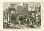 The Street of the Damascus Gate with a characteristic group of Bedouins outside a café on the left, a party of Turkish soldiers breakfasting, and on the right a group of dealers in fruit and vegetables