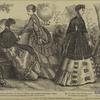Women in dresses outdoors, United States, 1869