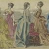 Women in dresses outdoors, England, 1860s