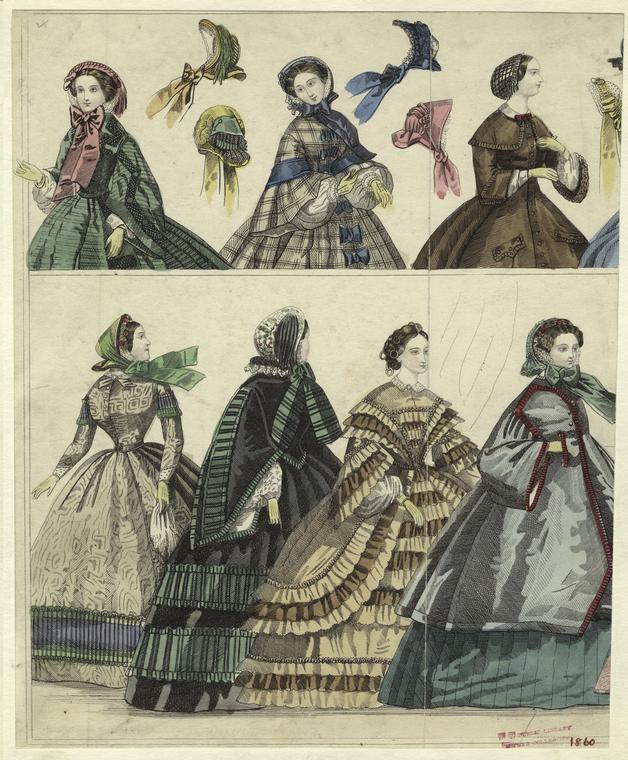 Women and bonnets, England, 1860 - NYPL Digital Collections