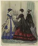 Women in dresses in a room, England, 1868