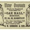 Ulster overcoats made in England expressly for "Oak Hall," Boston