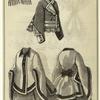 Bows, sacque, basque of gray cloth--front and back