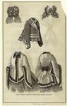 Bows, sacque, basque of gray cloth--front and back