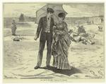 Man and woman walking on the beach, United States, 1870s