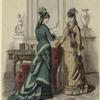 Women in hats standing indoors, France, 1870s