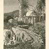 The mosque of Jenîn.  Surrounded by gardens; an aqueduct and fountain in the foreground