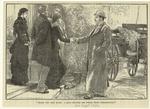 Man shaking a woman's hand, United States, 1880s