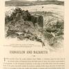 Tannach from the waters of Megiddo.  The modern village of Ta'anuk, on a rounded hill below the range of Carmel, plainly indicates the site of the old Canaanitish city