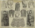 Morning frocks, night-gowns, drawers, and night cap for children ; crochet-work for collar, United States, 1880s