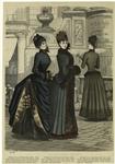 Walking dress with tight fitting paletot ; Walking dress with long pleated mantle ; Walking dress with pleated skirt and jacket bodice