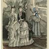 Evening dress with tunic ; Evening dress with sash ; Visiting dress with pointea waist