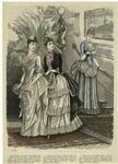 Evening dress with tunic ; Evening dress with sash ; Visiting dress with pointea waist
