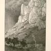 The cliffs of Wâdy Leimôn, pierced with holes in which a great variety of birds find safe retreat. The bed of the valley is in some places very narrow and difficult to traverse.