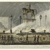The fireman's procession passing the Washington monument, Union Square, evening Sept. 1st, 1858