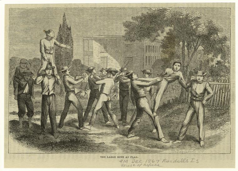 Boys playing, Randall’s Island, 1867
